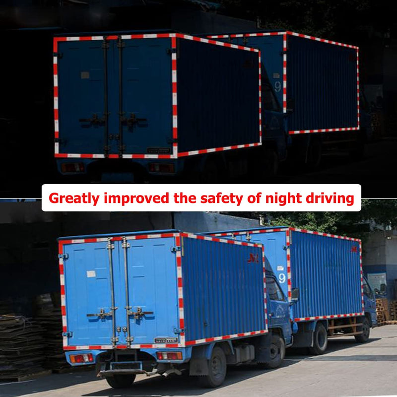 [Australia - AusPower] - Reflective Tape, Self-Adhesive Reflective Tape Outdoor Waterproof Safety Caution Warning, Trailer Reflector - for RVs, Cars, Trucks, Trailers, Boats, Road Signs(Red/White), 2" × 12"- 20 Pack 