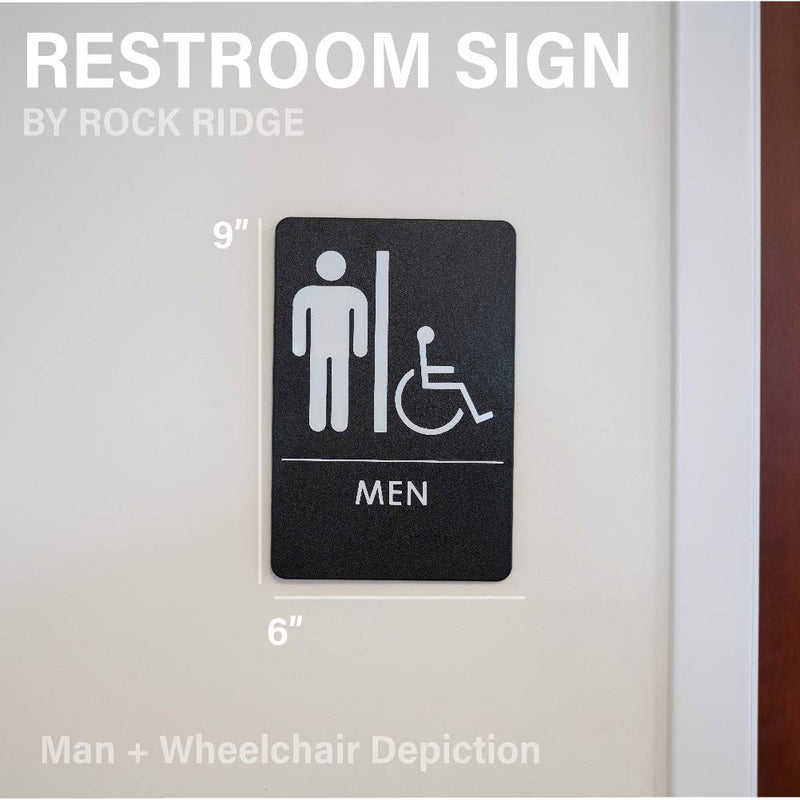 [Australia - AusPower] - Rock Ridge Men/Women Restroom Sign with Wheelchair Black/White - ADA Compliant (Bundle of 2 Signs) 