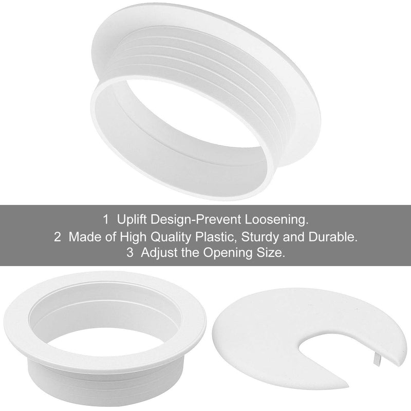 [Australia - AusPower] - 20Pack 2” Desk Grommet White, Plastic Wire Organizer Caps Office Desk Wire Grommet, Durable Desk Cord Cable Hole Cover Grommet for Office Desk, Entertainment Centers, TV Stands, Tabletops Black-20pack 