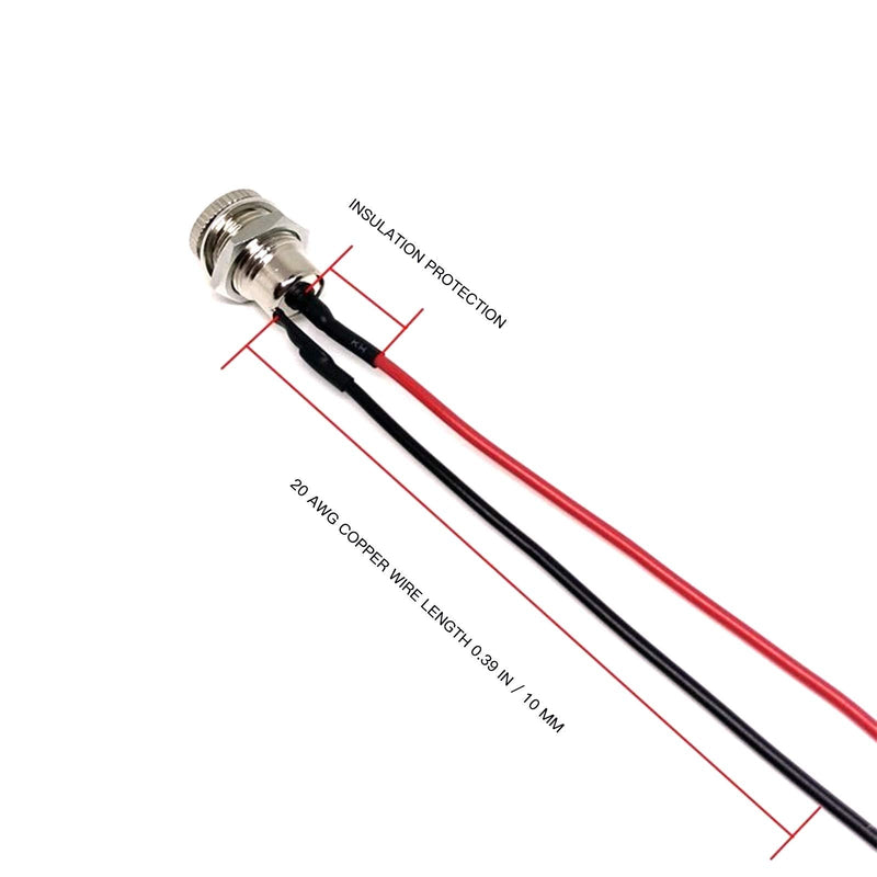 [Australia - AusPower] - 5.5 x 2.1 mm DC Power Jack Socket Threaded Female Panel Mount Connector Adapter with Dustproof Plug 6Pack 