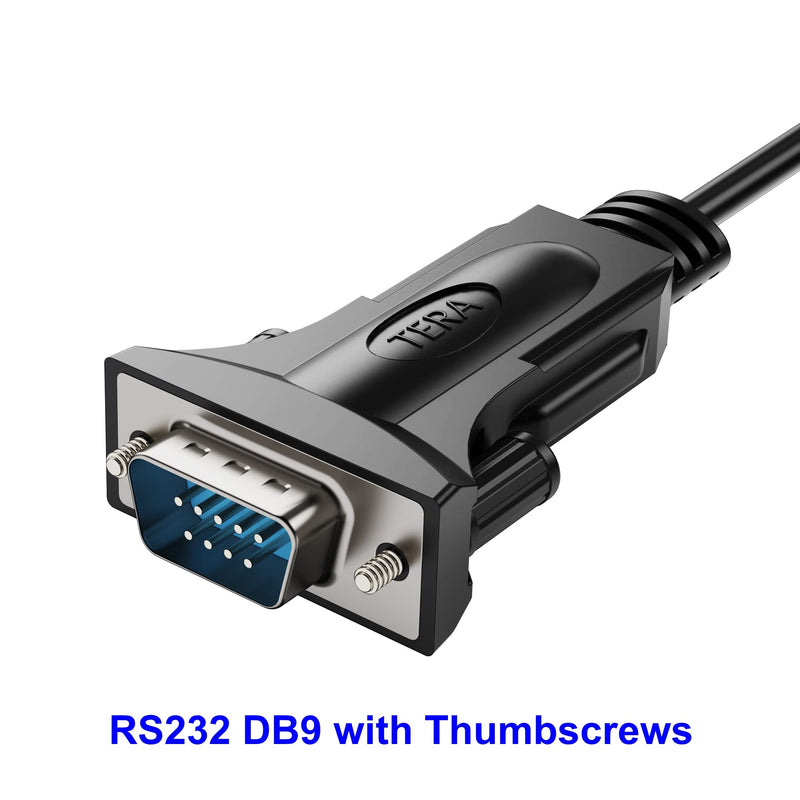 [Australia - AusPower] - Tera Grand - USB C to RS232 Serial DB9 Adapter Cable with Thumbscrews and FTDI chipset, Supports Windows 11, 10, 8, 7, Vista, XP, 2000, 98, Linux and Mac, 3 Ft 3 Feet 
