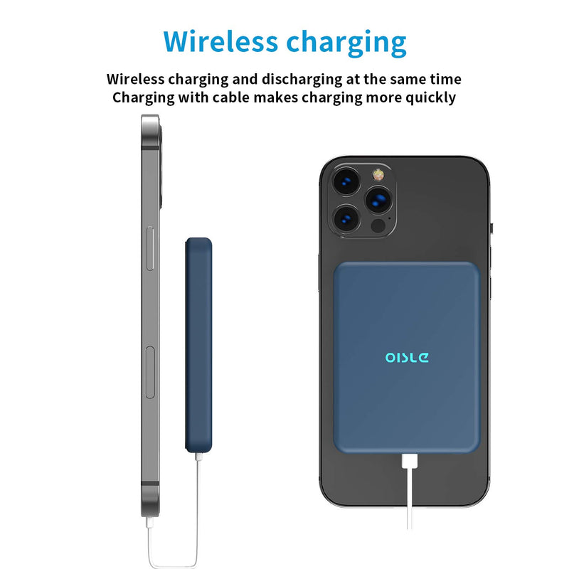 [Australia - AusPower] - OISLE Magnetic Wireless Power Bank Portable Charger for iPhone12/13/mini/pro/pro max-Blue Blue 