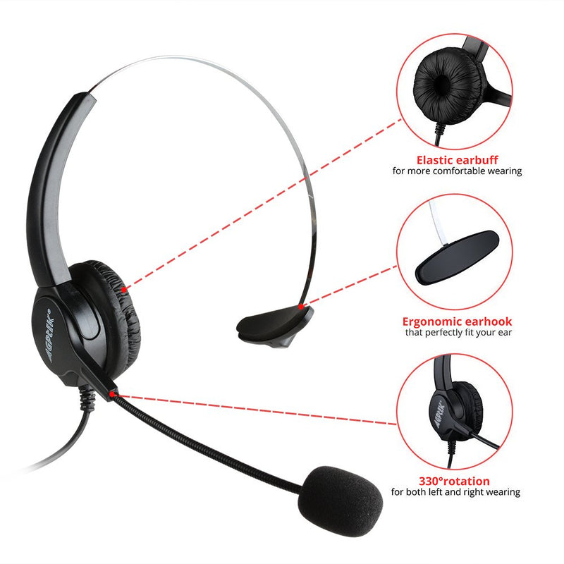 [Australia - AusPower] - AGPtEK Corded Telephone with Headset & Dialpad for House Call Center Office - Noise Cancellation HA0098 Rose Red 