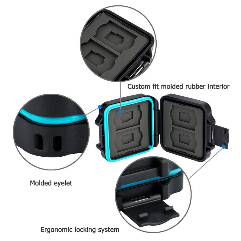[Australia - AusPower] - JJC 8 Slots Memory Card Case Holder Storage for 4 SD SDHC SDXC Card and 4 Micro SD TF Card, Small SD Micro SD Card Case Organizer Waterproof & Anti-Shock For 4 SD+4 Micro SD 