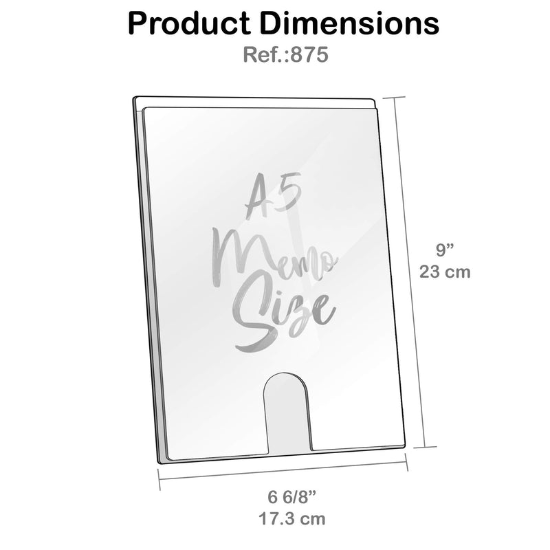 [Australia - AusPower] - Acrimet Sign Holder A5 Memo Size, Self Adhesive Tape for Wall Mount (Plastic) (9” x 6 6/8”) (2 Pack) (Clear Crystal Color) 