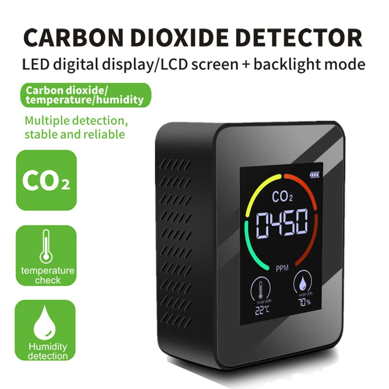 [Australia - AusPower] - Air Quality Monitor,Geevorks CO2 Detector TVOC Temperature & Humidity Meter with LCD Display,Carbon Dioxide Detector 400-5000PPM for Home Car Office School 