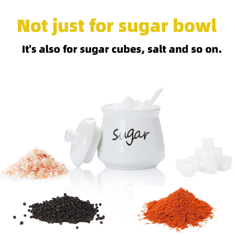 [Australia - AusPower] - ONTUBE Ceramic Sugar Bowl with Lid and Spoon 12oz (White) White 