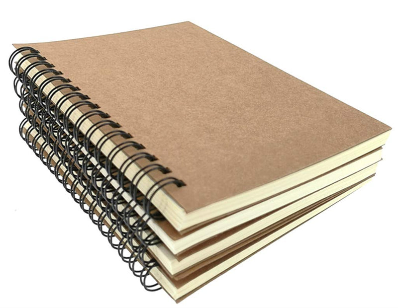 [Australia - AusPower] - ALIMITOPIA Spiral Notebook Joural,Wirebound Sketch Book NotePad Diary Memo Planner,A6 Size & 60 sheets(4pcs,Gridding Pages) Kraft Cover Gridding Pages 
