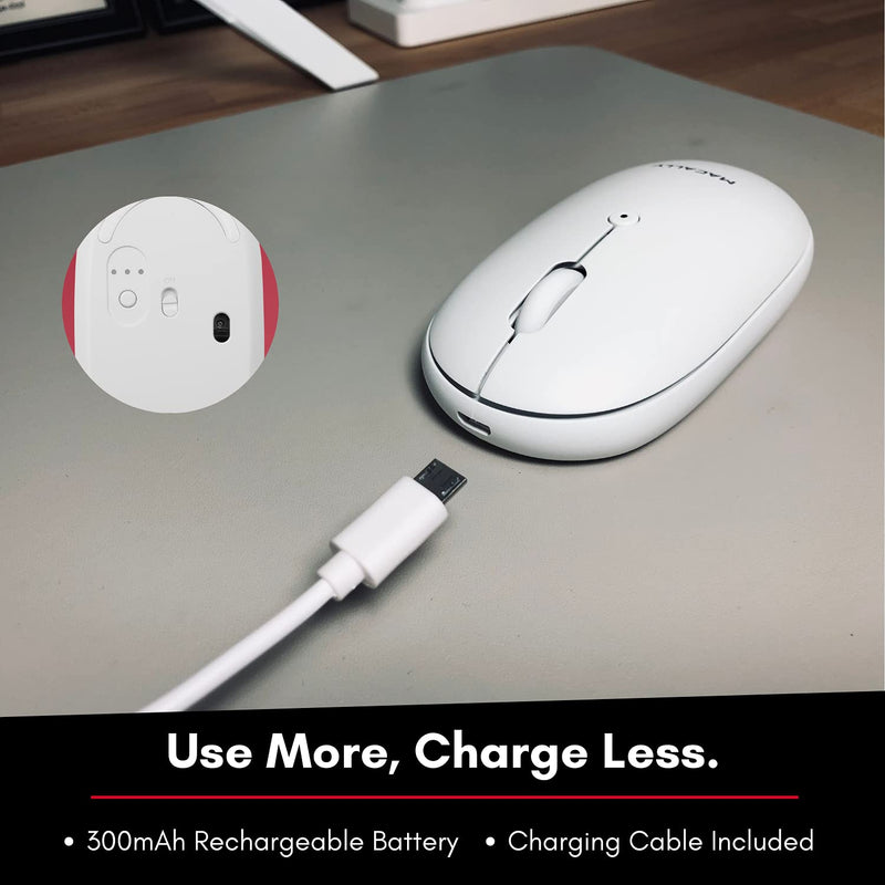 [Australia - AusPower] - Macally Wireless Bluetooth Mouse for Laptop and Desktop PC - Simple Rechargeable Wireless Bluetooth Mouse for MacBook Pro Air, Mac iPad, Android - Compatible Apple Mouse Wireless Silent Quiet 