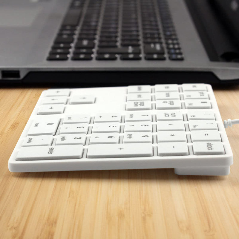 [Australia - AusPower] - Merdia Numeric Keypad Wired Numpad 34 Keys External Mini Slim Keyboard Magicforce for Financial Cashier Securities-White White 