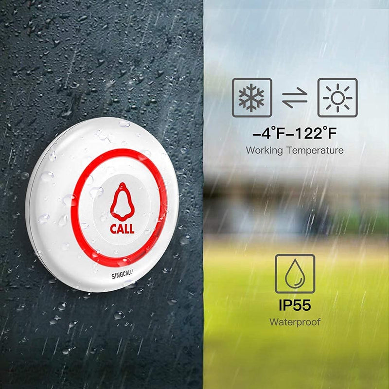 [Australia - AusPower] - SINGCALL Caregiver Pager Wireless SOS Emergency Call Button for The Elderly Nurse Alert System for Patient Big Touching Button One-Button Pager, It Can't Be Used Alone!! 