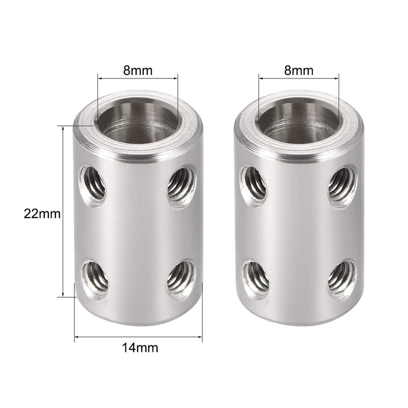 [Australia - AusPower] - uxcell 8mm to 8mm Bore Rigid Coupling Set Screw L22XD14 45# steel,Shaft Coupler Connector,Motor Accessories 