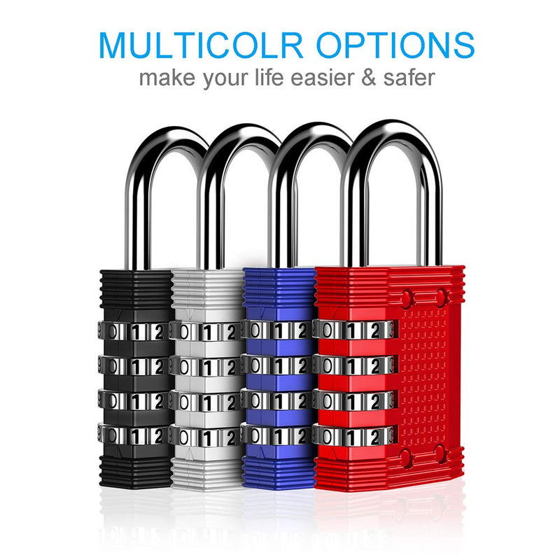 [Australia - AusPower] - ZHEGE Combination Padlocks, 4 Digit Waterproof Lock for Gym, School Locker, Fence, Toolbox, Gate (Black, Pack of 2) Black 