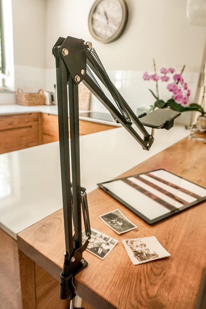 [Australia - AusPower] - Photomyne Sturdy Flexible Phone Mount with Clamp 8x8 inches/22.5x22.5 cm for Photo Album Scanning - Black 