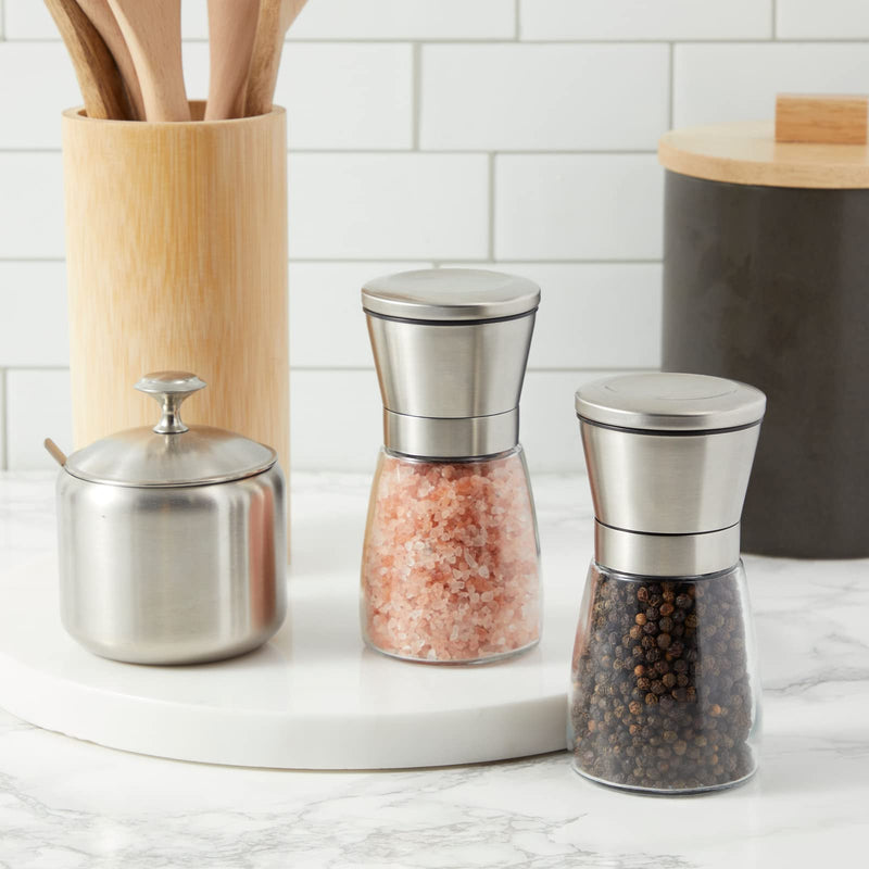 [Australia - AusPower] - Refillable Salt and Pepper Grinders Set, Stainless Steel (2.5x5.25 In, 2 Pieces) 