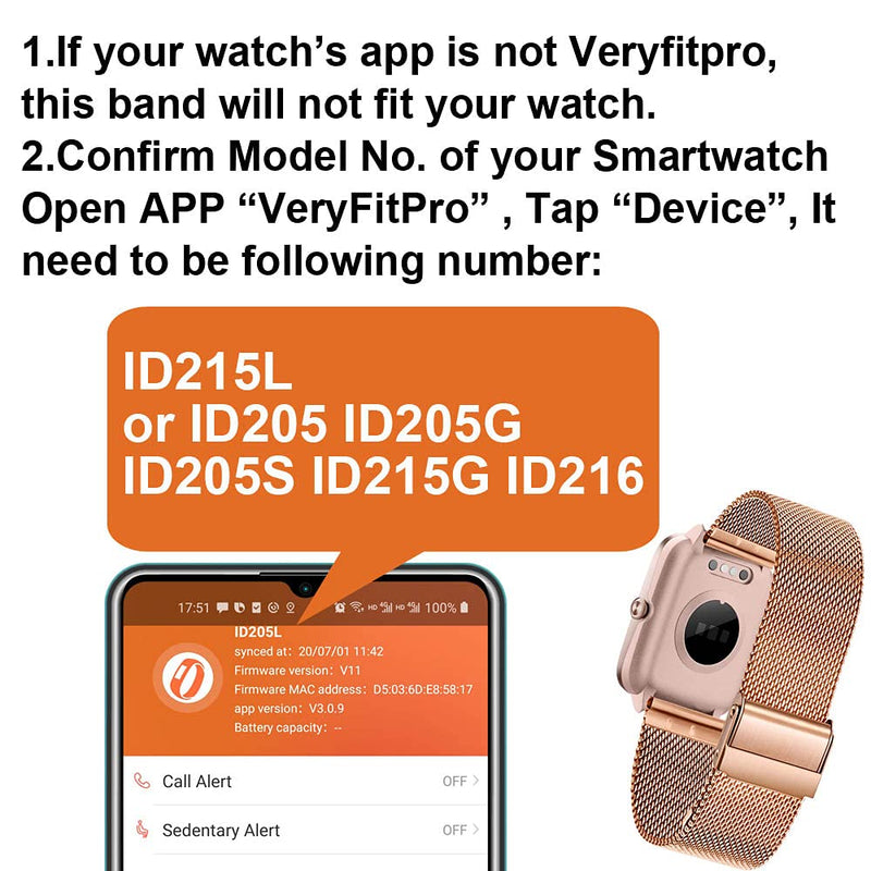 [Australia - AusPower] - smaate Mesh Stainless Steel Smart Watch Bands Replacement Compatible with VERYFITPRO ID205S ID205L ID205 ID205U ID215G, Stylish Milanese Watch Strap for Women with Quick Release Spring Bar 19mm, Rose Gold 