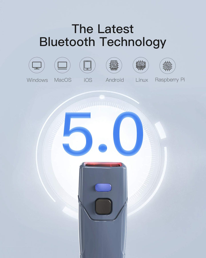 [Australia - AusPower] - Inateck Barcode Scanner 2D, Bluetooth Barcode Scanner, Bluetooth 5.0, Pocket Scanner, 30m Transmission Range, Read Barcodes on Screen, BCST-40 