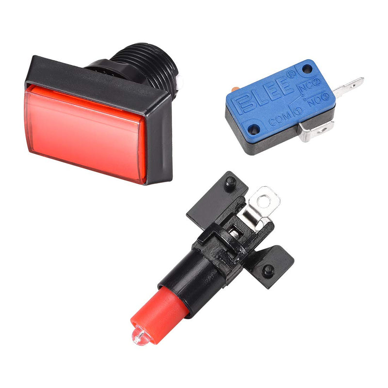 [Australia - AusPower] - uxcell Game Push Button 49x33 Square 12V LED Illuminated Push Button Switch with Micro Switch for Arcade Video Games 5 Colors 5pcs 