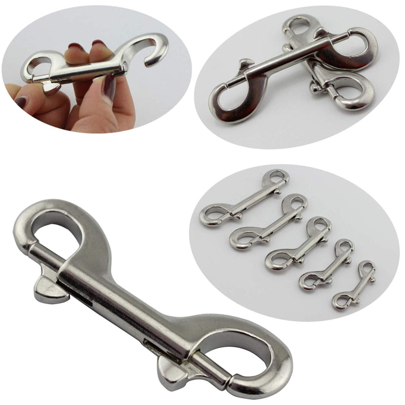 [Australia - AusPower] - 2-Pack 316 Stainless Steel Double Ended Bolt Snap Hook 4'' Double End Bolt Snaps Hooks Scuba Diving Clips Marine Grade for Water Bucket/Dog Leash/Pet Feed Bucket & Hammock/Horse Tack and More 