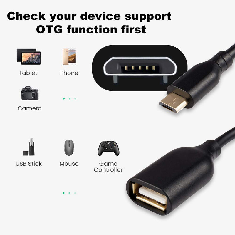 [Australia - AusPower] - OTG Cable for Android Male Micro USB to USB A-Female, EVISTR USB 2.0 Cell Phone OTG Cable 6inch On The Go Adaptor for Samsung Sony, Android Smartphone Tablet 