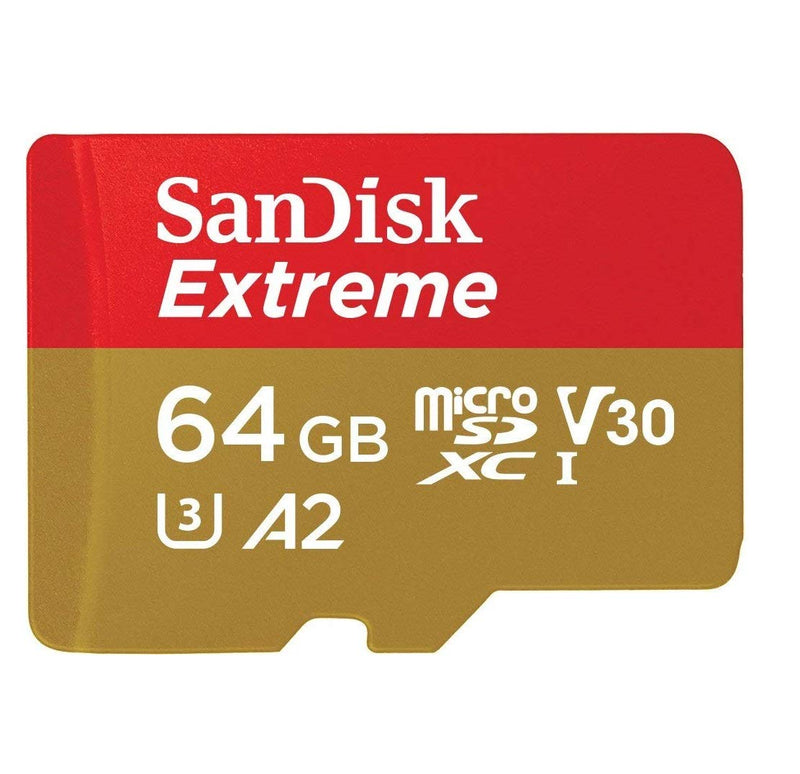 [Australia - AusPower] - SanDisk Extreme (UHS-1 U3 / V30) A2 64GB MicroSD (2 Pack) Memory Card for GoPro Hero 9 Black Action Cam Hero9 SDXC (SDSQXA2-064G-GN6MN) Bundle with (1) Everything But Stromboli Micro SD Card Reader 