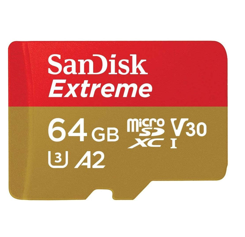 [Australia - AusPower] - 64GB Sandisk Micro SDXC Extreme 4K MicroSD Flash Memory Card 64G Class 10 works with DJI Mavic Pro, Phantom 4, Phantom 3 Quadcopter 4K UHD Video Camera Drone with Everything But Stromboli Card Reader 