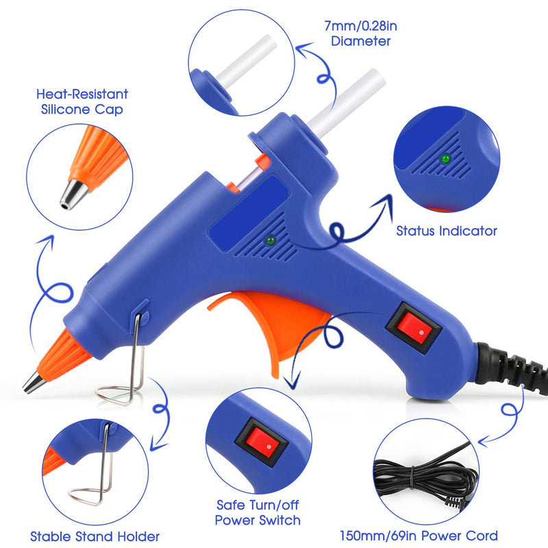 [Australia - AusPower] - Assark Glue Gun, Mini Hot Glue Gun Kit with 30 Glue Sticks for School Crafts DIY Arts Quick Home Repairs, 20W, Blue 