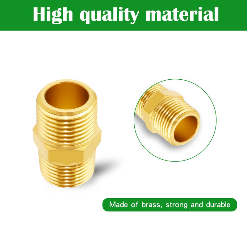 [Australia - AusPower] - Tnuocke 3pcs 1/2 NPT Male x 1/2 NPT Male Solid Brass Nipple Pipe Fittings,Heavy Hex Straight Connector Adapter H-041-1/2 NPT-1/2 NPT 1/2 NPT x 1/2 NPT 