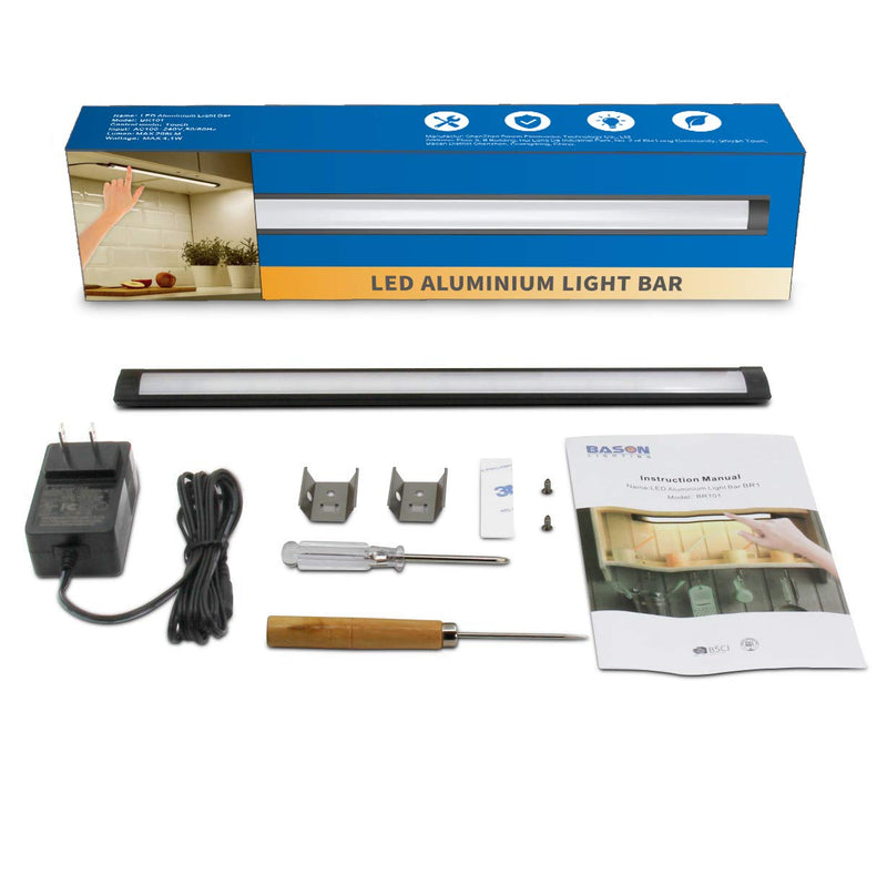 [Australia - AusPower] - LED Under Cabinet Lighting, Under Counter Lighting with Touch Activated and 33 LED Chips Plug-in LED Light Bar for Kitchen, Cupboard, Shelf, Closet (Warm Light 3000K) Black-3000k(warm Light) 