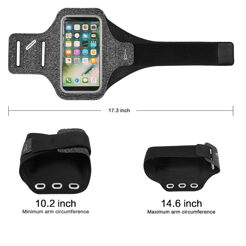 [Australia - AusPower] - Sports Running Armband w/Key Holder & Reflective Band Compatible for Apple iPhone Xs Max/XR / 8 7 Plus/LG V40 ThinQ/Stylo 4 / Motorola Z3 Play / G6 / BlackBerry KEY2 / Motion (Dark Grey) Dark Grey 