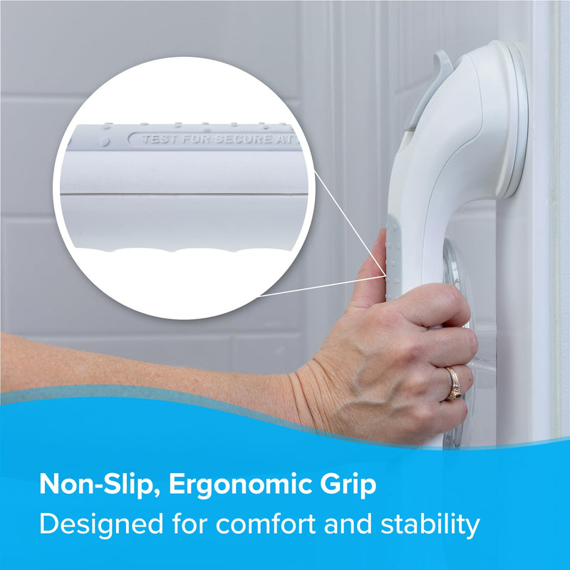 [Australia - AusPower] - SlipX Solutions 17" Safe Grip Shower Grab Bar, Extra Long Suction Cup Handicap Grab Bars for Seniors, Heavy Duty Pry-Lock Suction Cups for Bathtub, Bathroom Accessories Perfect for Travel 