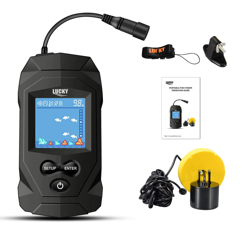 [Australia - AusPower] - LUCKY Portable Fish Finders Wired Transducer Kayak Fish Finder Kit Portable Depth Finder LCD Display for Kayak Boat Ice Fishing 