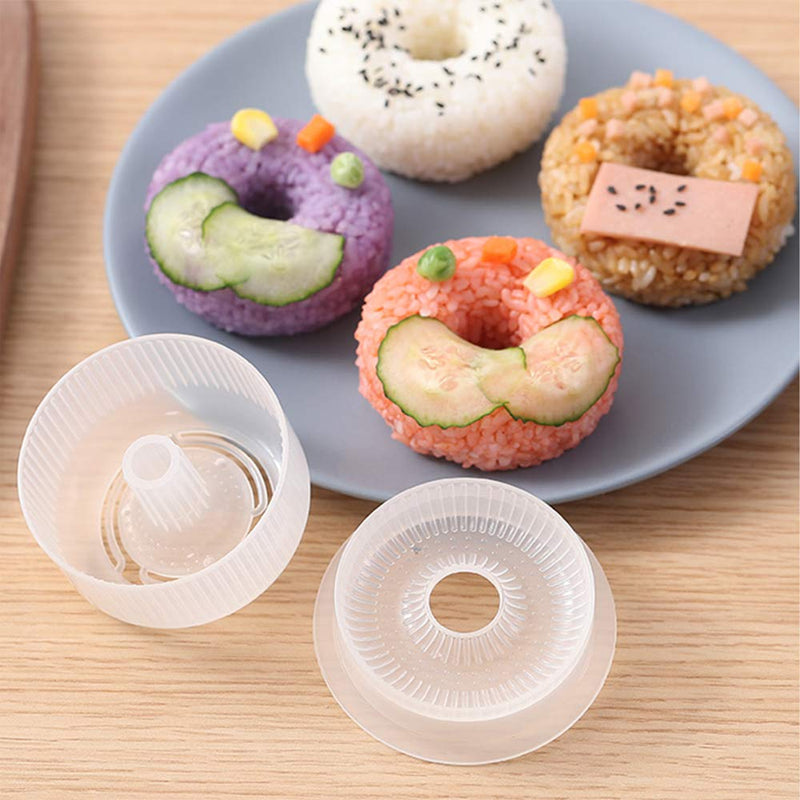 [Australia - AusPower] - 4 Pack Sushi Maker Kit, Non Stick Musubi Maker with Little Rice Paddle, Onigiri Triangle Sushi Press (Large & Small), Donut Rice Shaper Mold DIY Tool 