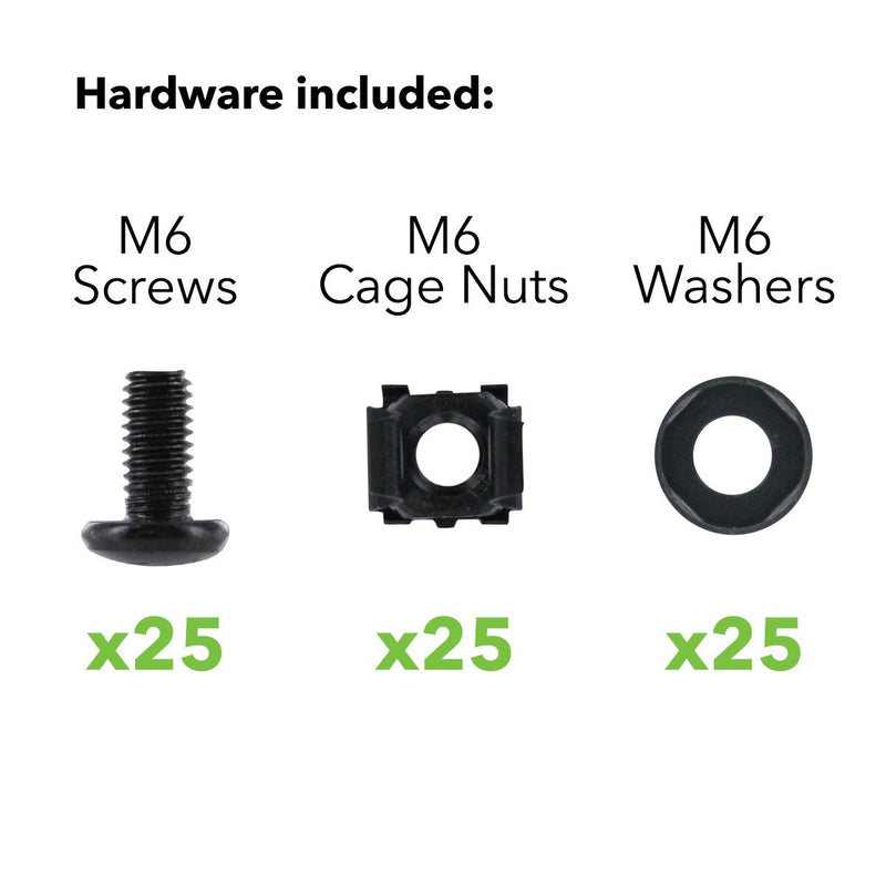 [Australia - AusPower] - NavePoint M6 Cage Nuts and Screws for Rack Mount Server Shelves Cabinets Set of 25 