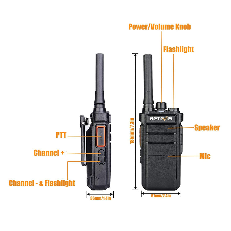 [Australia - AusPower] - Retevis RB26 GMRS Handheld Radio, 30CH Flashlight 2 Way Radio Long Range, 2000mAh Type-C Rechargeable Walkie Talkies Adults,GMRS Base Station Capable(1 Pack) 
