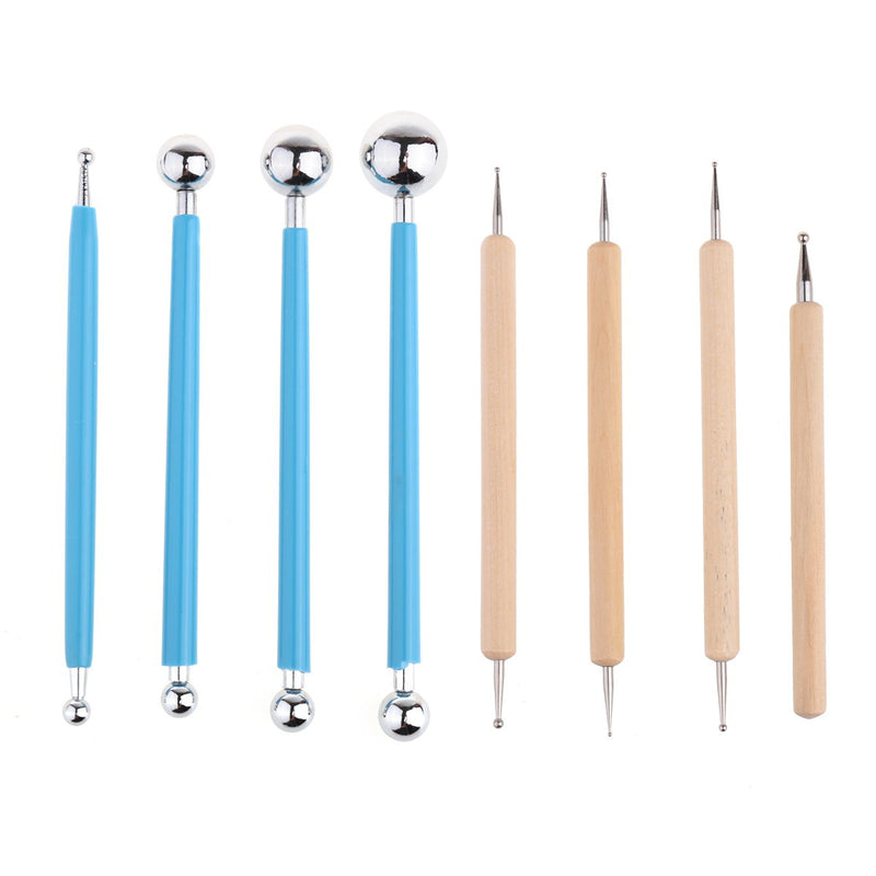 [Australia - AusPower] - Ball Stylus Dotting Painting Tool Set,Ecjiuyi 8 Piece Sculpt Modeling Tools,Mandala Rock Painting Tools, Ceramics Doll Fondant Modeling, Paper Flowers, Embossing Pattern 