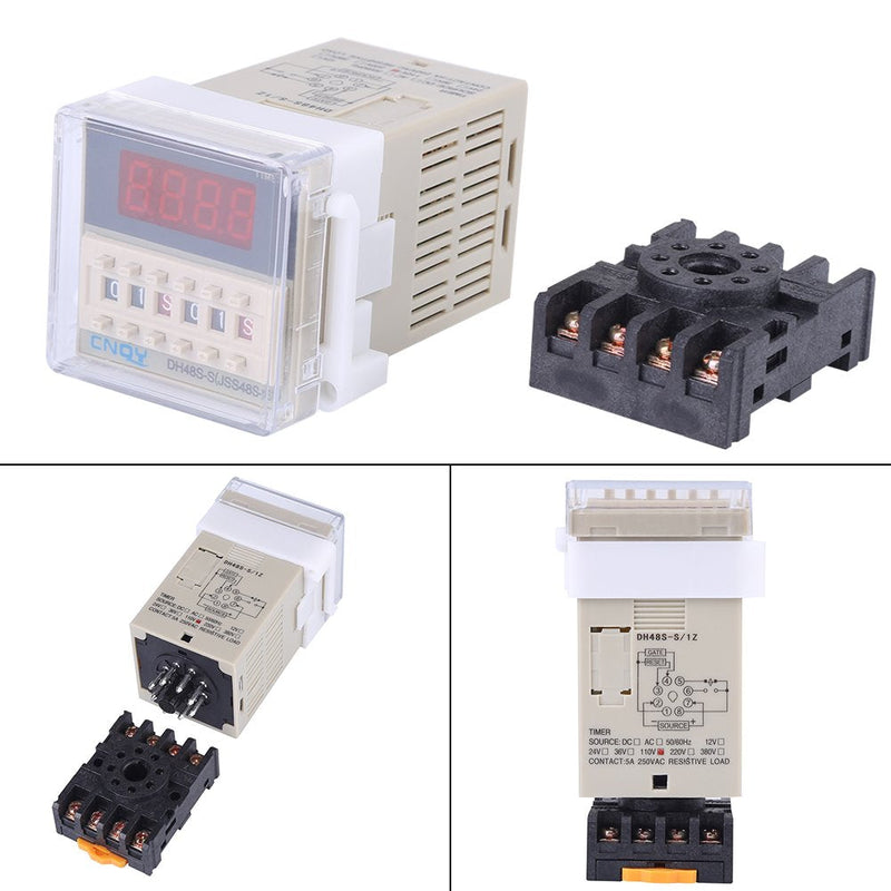 [Australia - AusPower] - 110V Time Relay AC DH48S-S 0.1s-99h Cycle Control Digital Display Time Relay with Base 