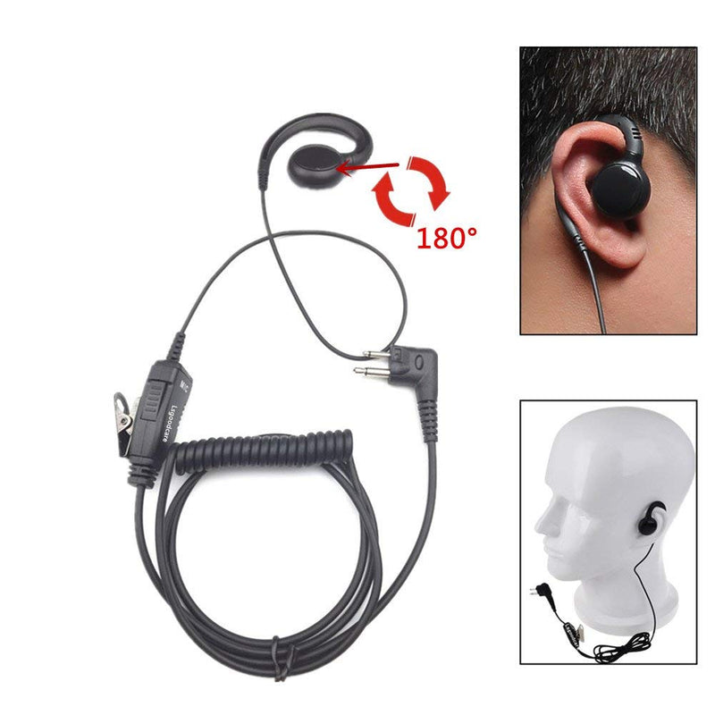 [Australia - AusPower] - 2 Pin Swivel Earpiece Earhanger Earhook Headset with 180 Degree Swivel Earphone (PTT and Mic) Compatible for Motorola CLS1410 CP200 CP88 CP100 CP040 Walkie Talkie 2 Way Radio, Lsgoodcare 1pcs 