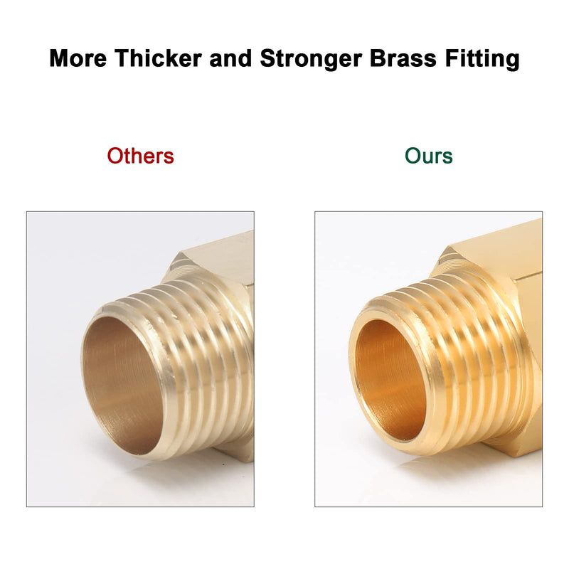 [Australia - AusPower] - BathAce Brass Pipe Fitting, Heavy Duty Metal Thread Solid Brass Reducer Adapter Pipe Reducing Connector, 2 Pack (1/2 Male Pipe x 1/2 Female Pipe) 1/2 Male Pipe x 1/2 Female Pipe 