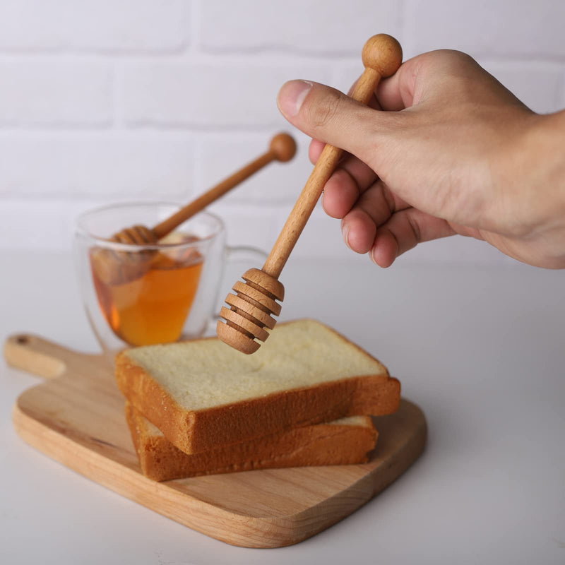 [Australia - AusPower] - 2pcs 6inch Honey Dipper Stick,2pcs 7.87inch Long Handle Coffee Stirring Spoons,Beech Wooden Honey Jar Spoons Stirrer,Dessert Iced Tea Cocktail Mixing Spoons for Home Kitchen,Wedding Party Favors 4 