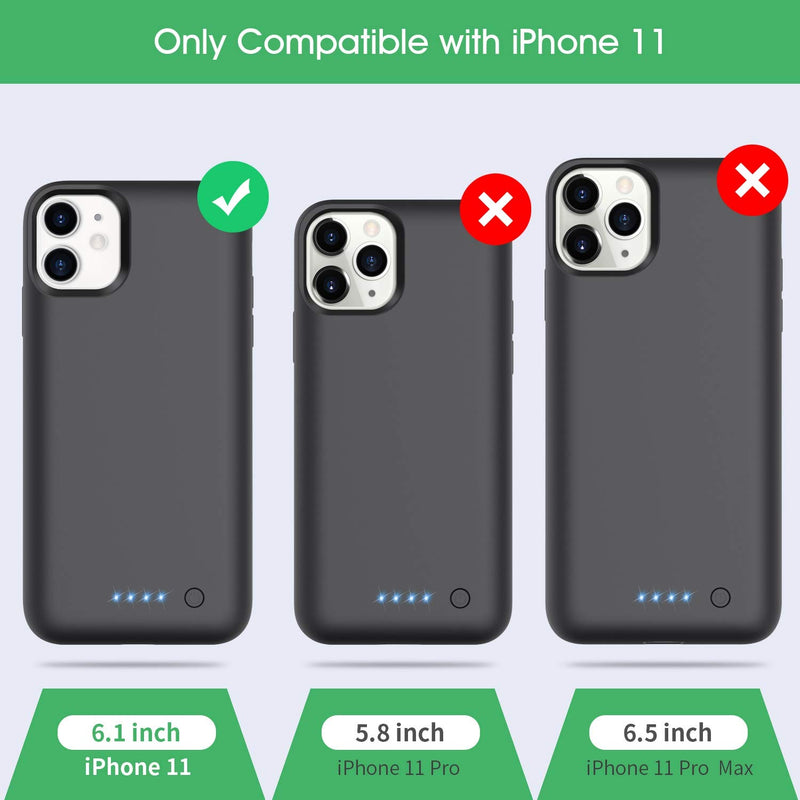 [Australia - AusPower] - Yacikos Battery Case for iPhone 11,6800mAh Protable Protective Charger Case Rechargeable Slim Extended Battery Pack for Apple iPhone 11 6.1 inch - Black 