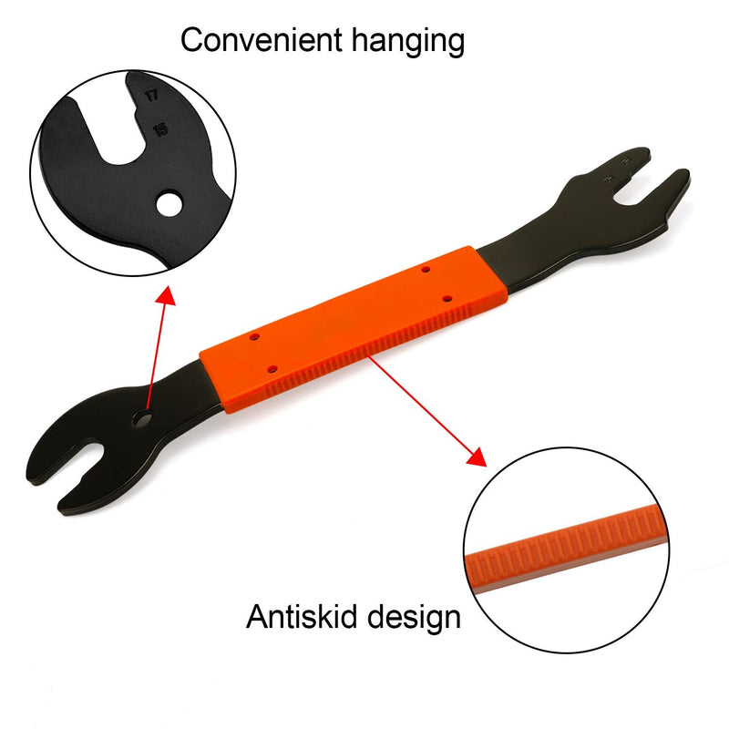 [Australia - AusPower] - QKURT Bike Pedal Wrench, Double Sided Bicycle Spanner 15, 16, 17 mm Repair Removal Tool for Biking Cycling Mountain Bike MTB BMX 