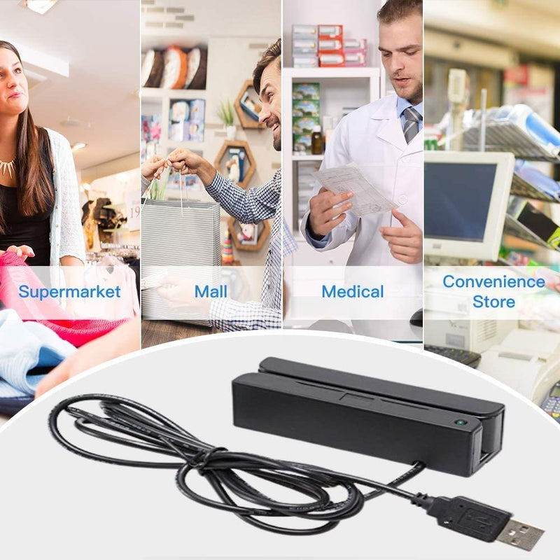 [Australia - AusPower] - Posunitech Mini Msr100 Swipe Magnetic Credit Card Reader 3 Tracks Hi/Lo Data Collector, USB Msr Stripe Card Reader for Point of Sale (POS), Access Control, ID Verify 
