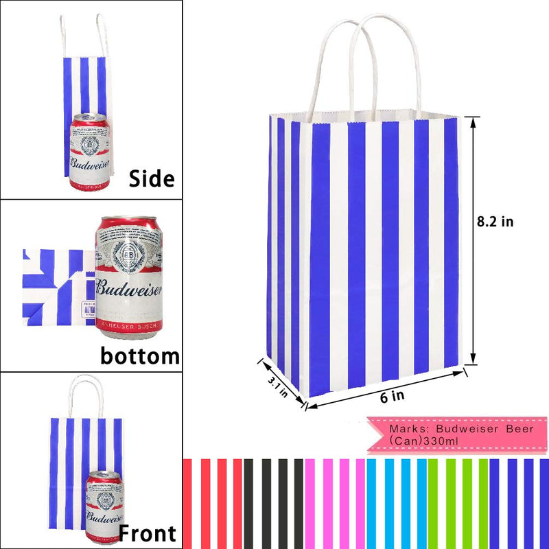 [Australia - AusPower] - 25 PCS Black and White Striped Gift Bags Small Kraft Paper Bags with Handles for Party Favor Supplies by ADIDO EVA (8.2 x 6 x 3.1 in) 8.2x6x3.1 Inch (Pack of 25) 