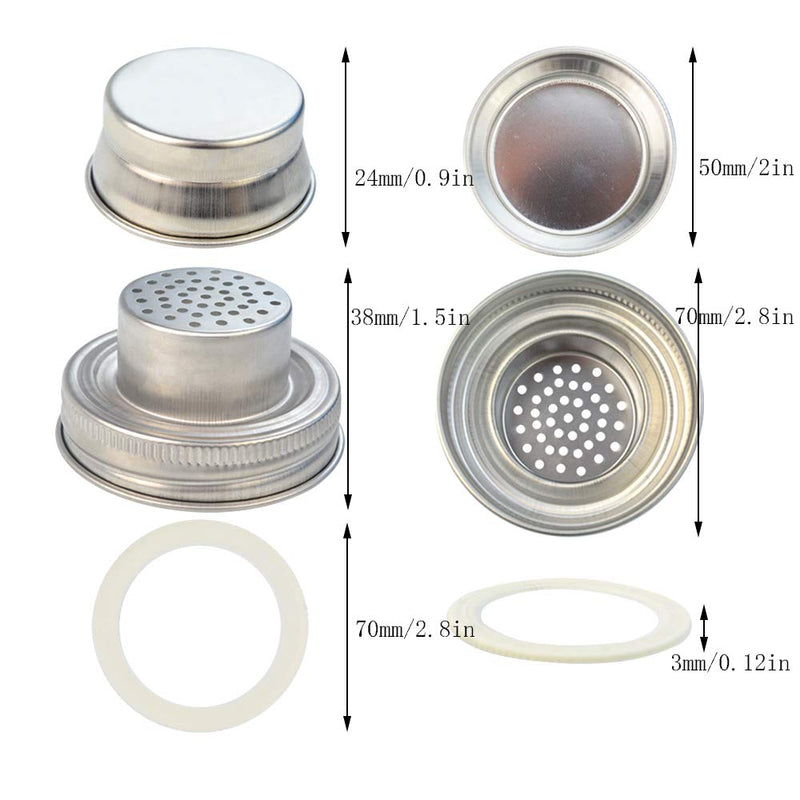 [Australia - AusPower] - obmwang 4 Pack of Stainless Steel Mason Jar Shaker Lids Caps for Cocktail,Dredge Flour,Mix Spices,Sugar, Salt, Peppers and More or Shake Drinks Cocktail--Fits Any Regular Mouth Mason Jar Canning Jar 