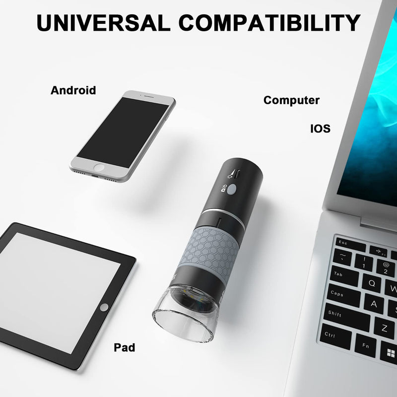 [Australia - AusPower] - Bysameyee 4K 3840x2160P Wireless Digital Microscope, Handheld HD USB Microscope Inspection Camera Endoscope 40x-1000x Magnification, Compatible with iPhone iPad Android Phone Tablet Windows Mac PC 