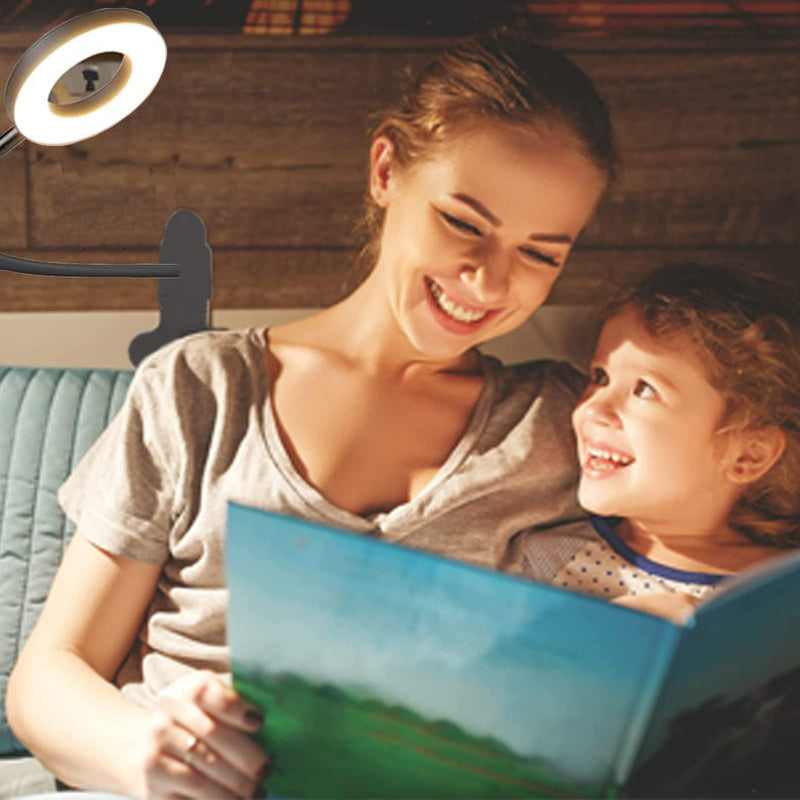 [Australia - AusPower] - Yeegras Clip on Light, Eye Protection Book Light for Reading in Bed, Dimmable Brightness & Adjustable Gooseneck Reading Lamp, Warm/Cool Light with Clamp 