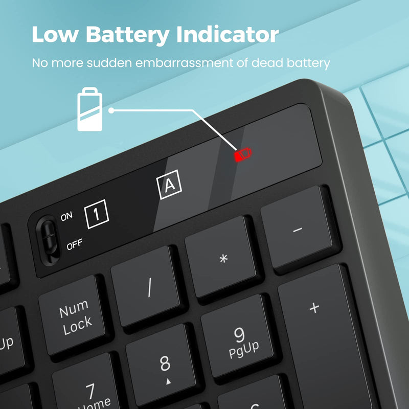 [Australia - AusPower] - Wireless Keyboard and Mouse Combo, Lovaky 2.4G Full-Sized Ergonomic Keyboard Mouse, 3 DPI Adjustable Cordless USB Keyboard and Mouse, Quite Click for Computer/Laptop/Windows/Mac 1 Pack Black 