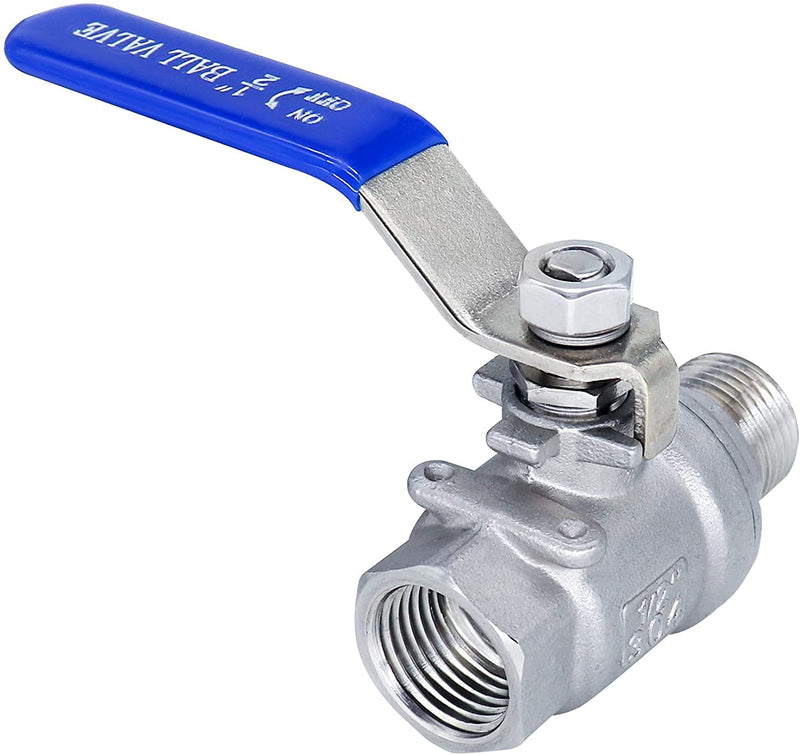 [Australia - AusPower] - 1/2" Ball Valve,Male NPT (MNPT) X Female NPT (FNPT) Thread,Stainless Steel Shut-Off Valve for Water,Oil and Gas (1/2 inch, 1 pack) 1/2 inch 1pack 