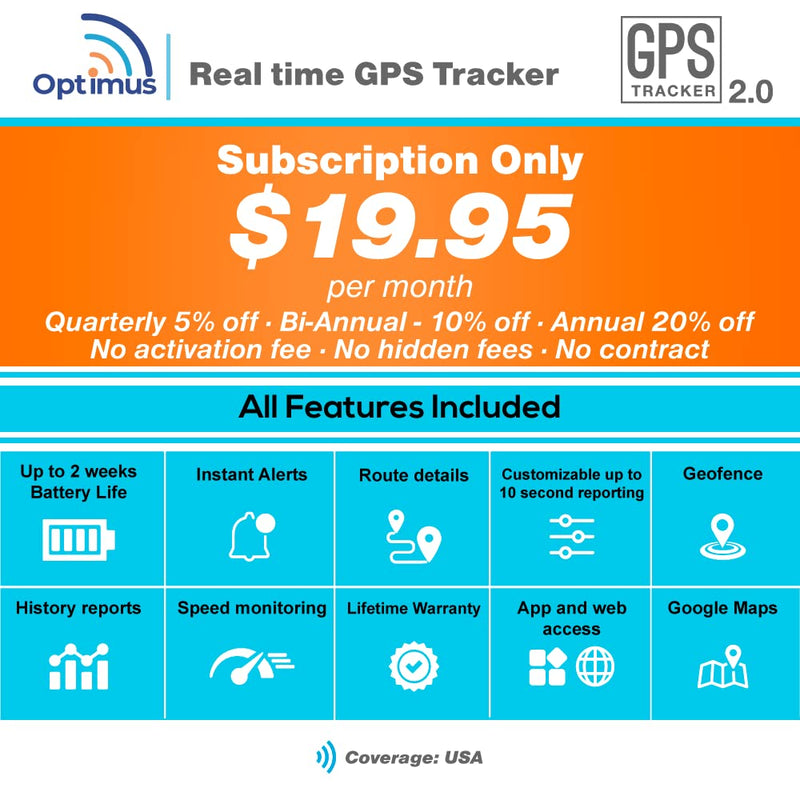 [Australia - AusPower] - GPS Tracker - Optimus 2.0 4G LTE Bundle with Waterproof Twin Magnet Case 